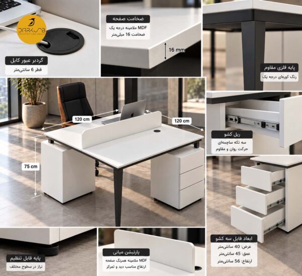 میز کار گروهی 2 نفره مدل DA-W02 - تصویر 6