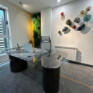 میز مدیریت سنگی با پایه استیل