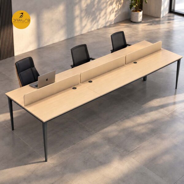 میز گروهی 6 نفره مدل DA-W006 با ابعاد 120×360×75 سانتی‌متر - تصویر 4